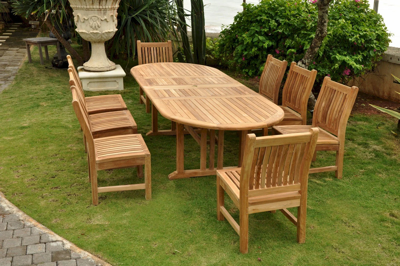 Anderson Teak Sahara Dining Side Chair 9-Piece Oval Dining Set