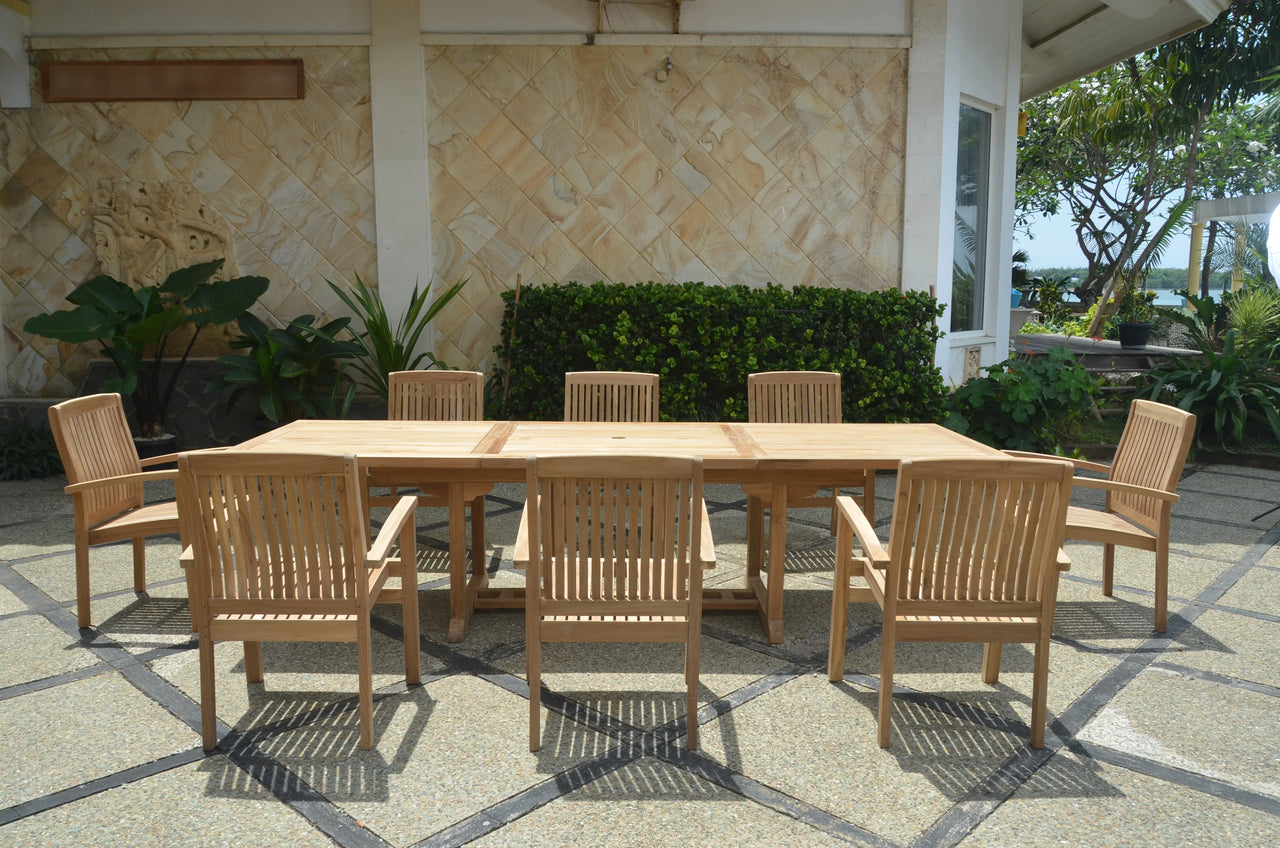 Anderson Teak Bahama Stackable Sahara 9-Piece Rectangular Dining Set A