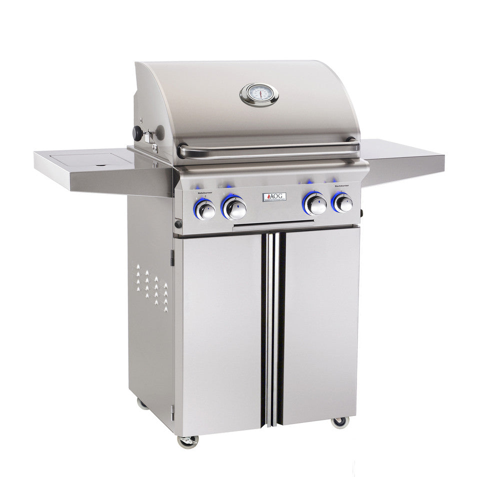 American Outdoor Grill L-Series 24-Inch Gas Grill On Cart With Rotisserie & Single Side Burner