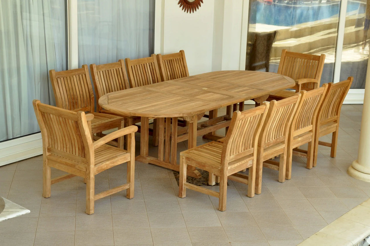Anderson Teak Sahara Dining Side Chair 11-Piece Oval Dining Set