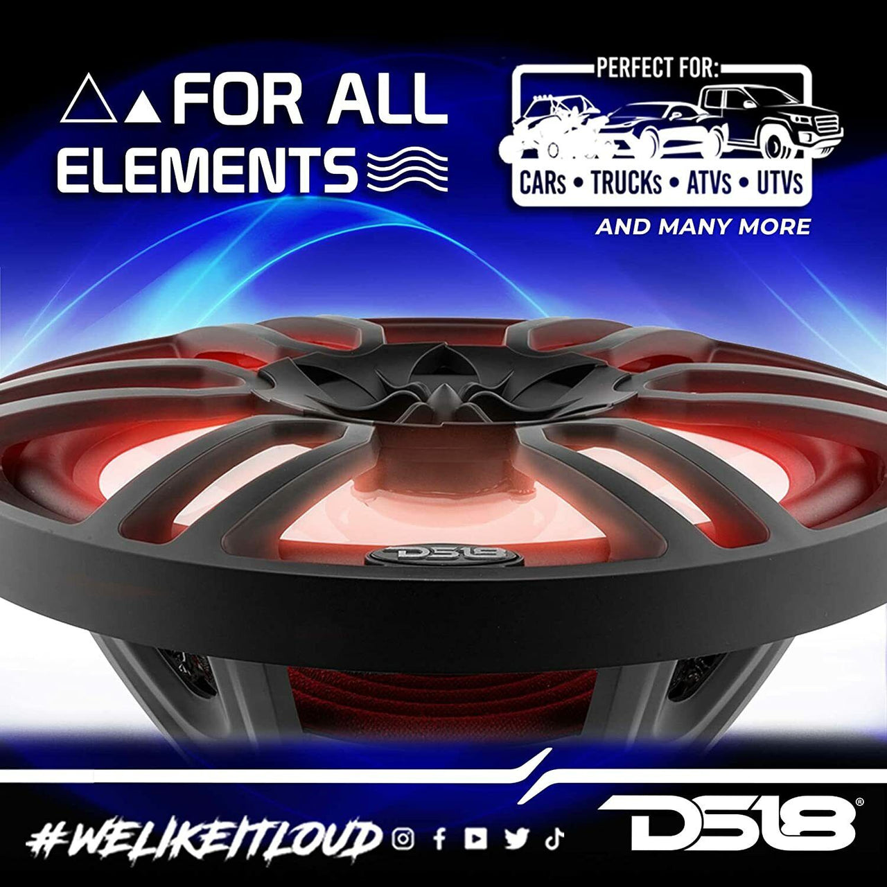 DS18 HYDRO 6 x 9" 2-Way Marine Speakers w/ Integrated RGB LED Lights 375W