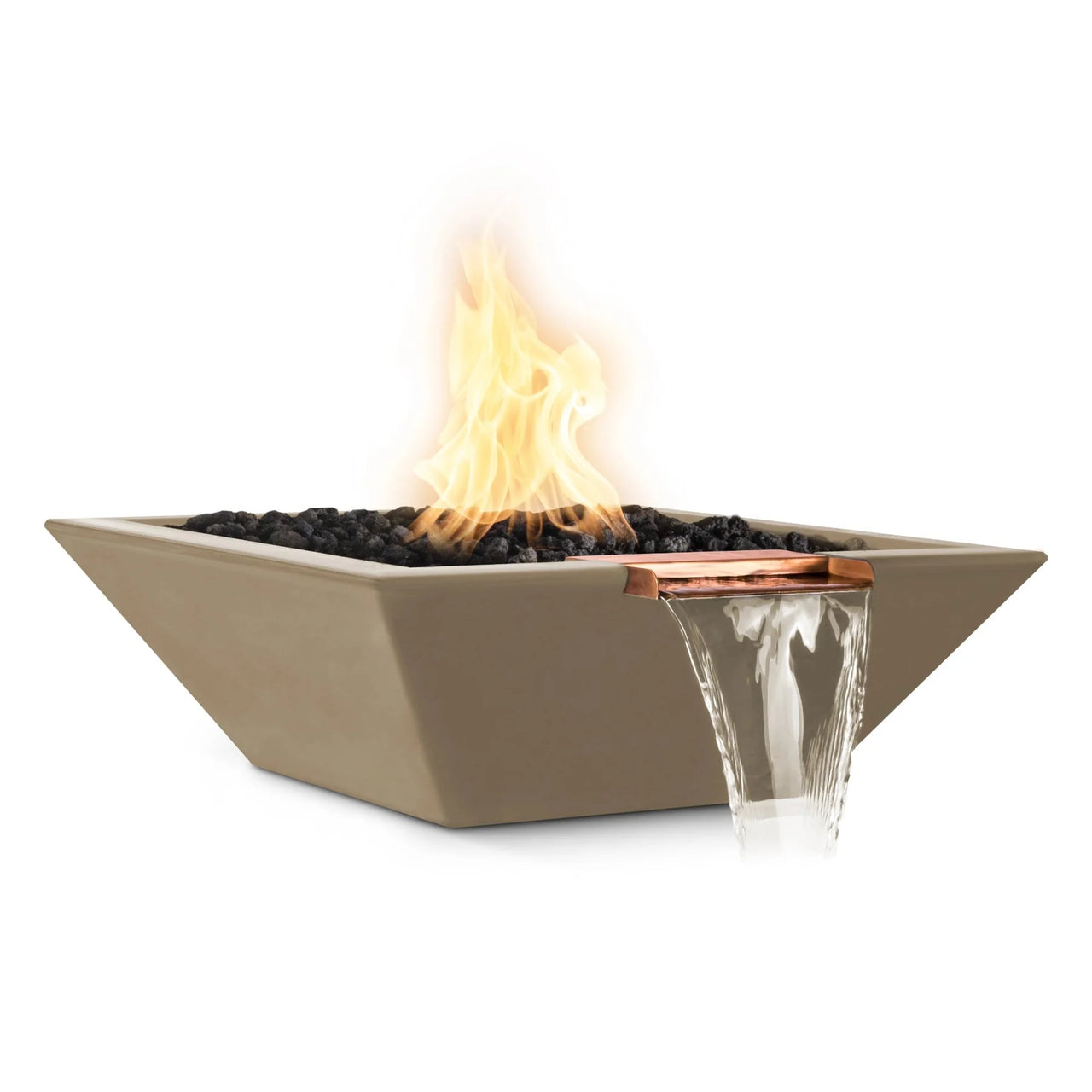 The Outdoor Plus 24" Maya GFRC Square Fire and Water Bowl