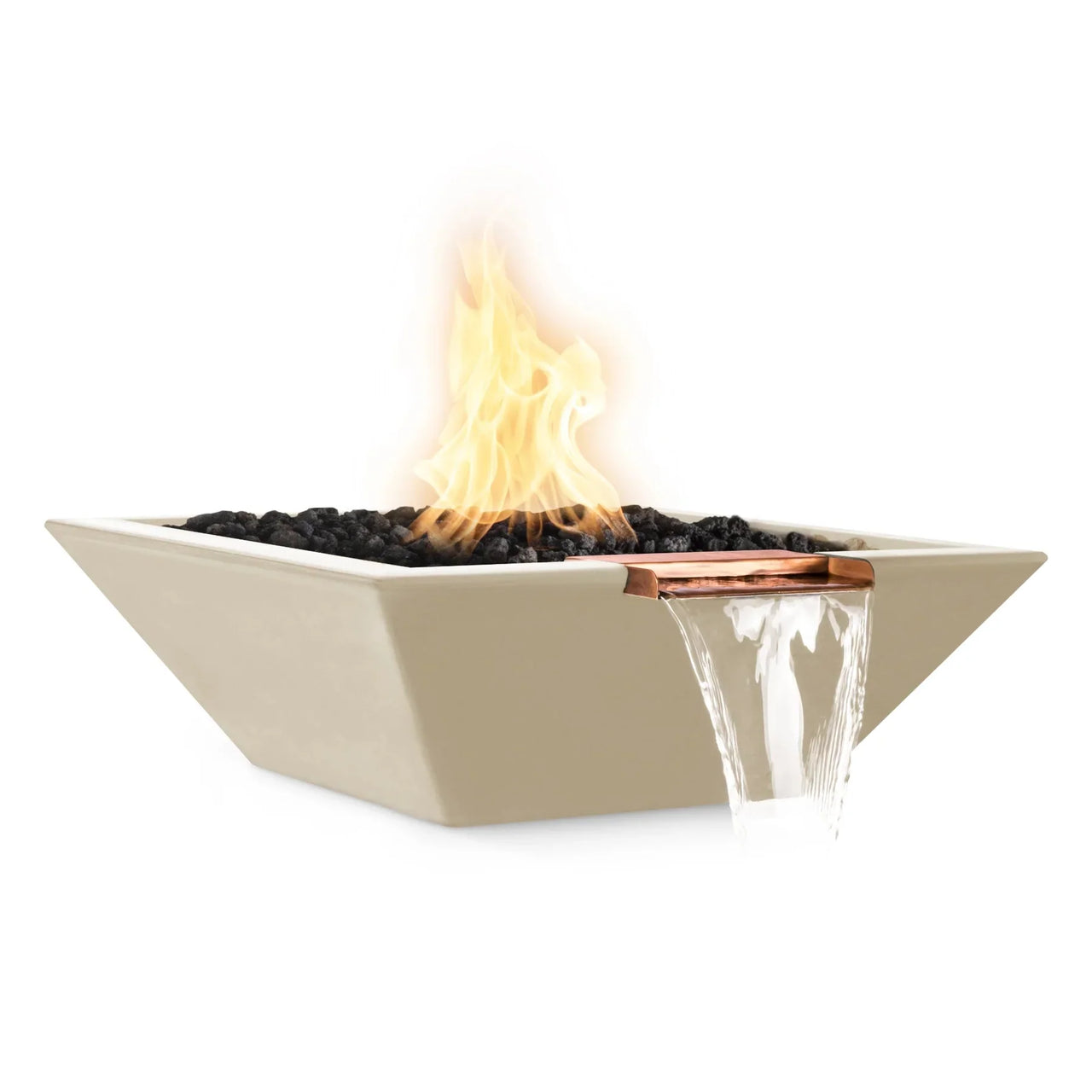 The Outdoor Plus 30" Maya GFRC Square Fire and Water Bowl