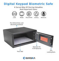 Thumbnail for BARSKA Biometric Digital Keypad Security Safe with Interior Lights
