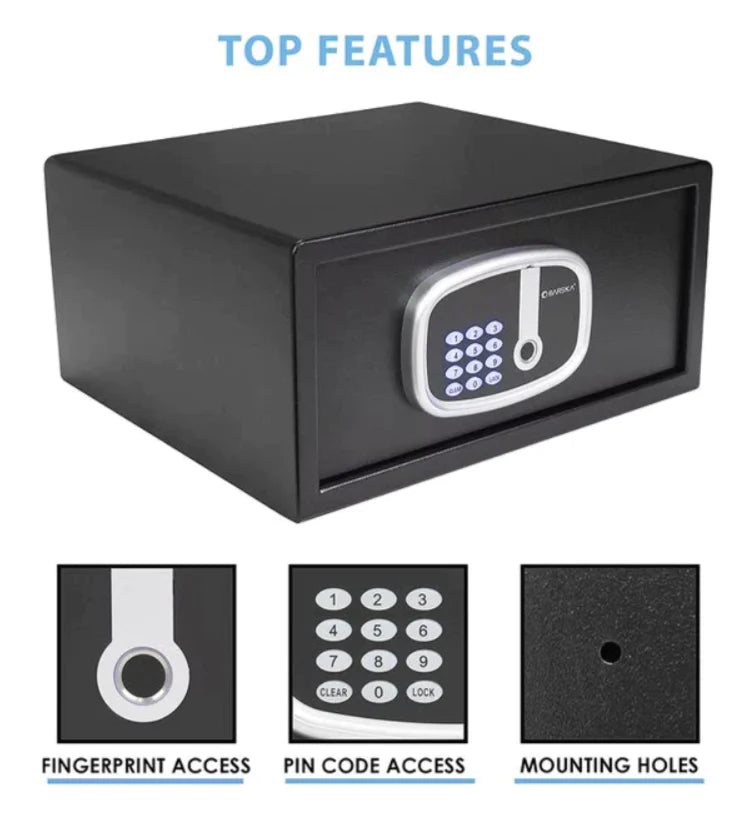 BARSKA Biometric Digital Keypad Security Safe with Interior Lights