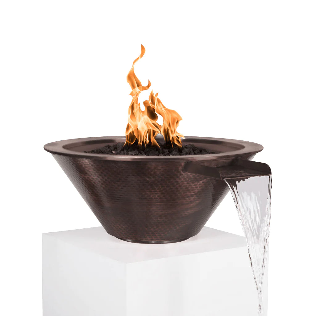 The Outdoor Plus 24" Cazo Hammered Copper Round Fire and Water Bowl
