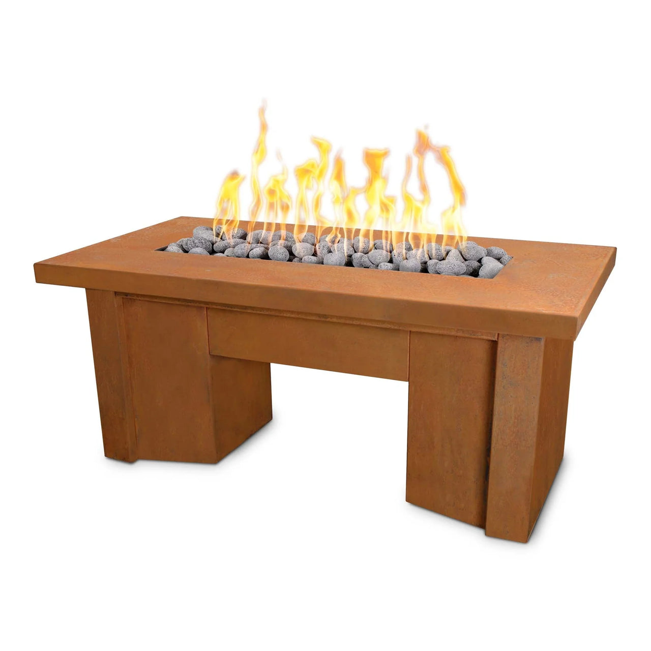The Outdoor Plus 48" Rectangular Alameda Corten Steel Fire Table