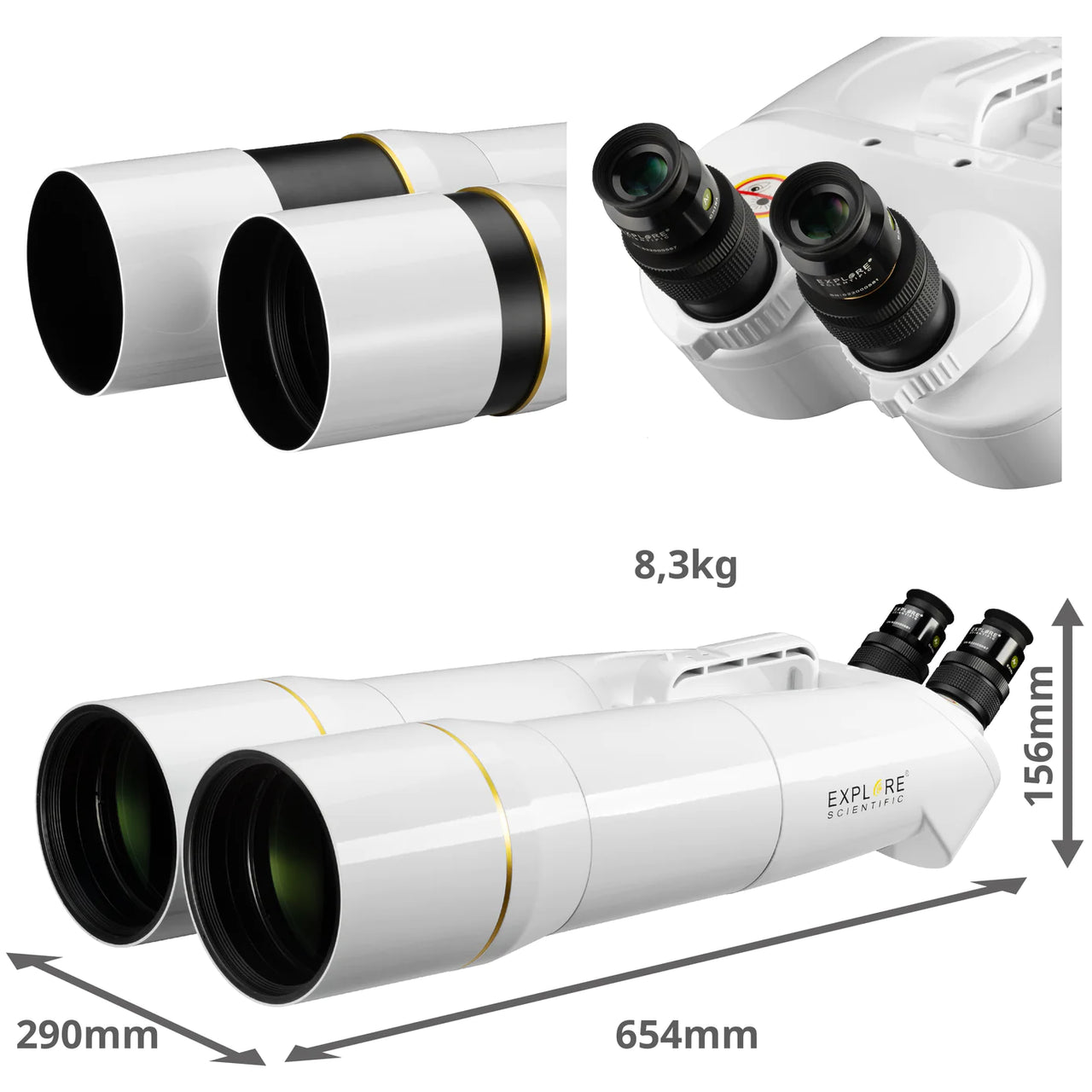 Explore Scientific BT-120 SF Large Binoculars with 62 Degree LER Eyepieces