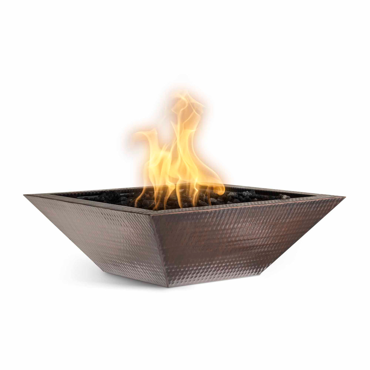 The Outdoor Plus 24" Maya Hammered Copper Square Fire Bowl