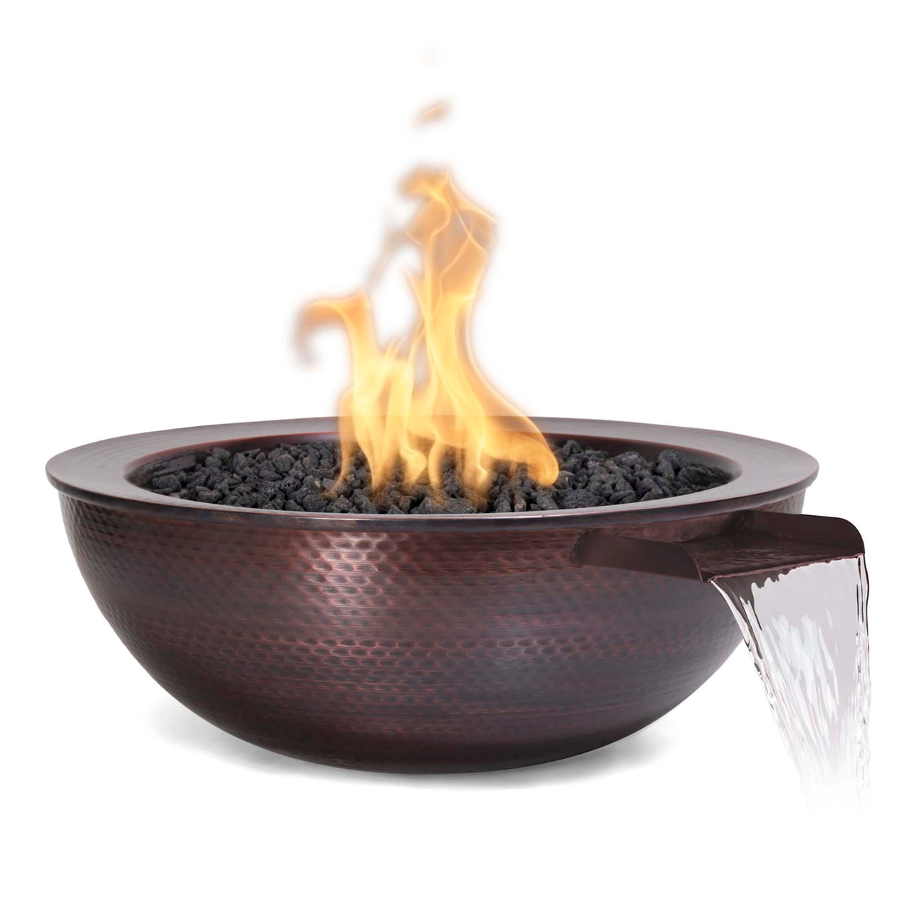 The Outdoor Plus 27" Sedona Hammered Copper Round Fire and Water Bowl