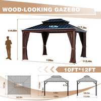Thumbnail for VEIKOUS Outdoor Wooden Finish Aluminum Gazebo 10' X 12'